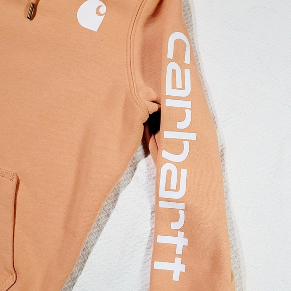 Carhartt Peach Women's Peach Hoodie with Logo size Medium 8-10 - Picture 2 of 5